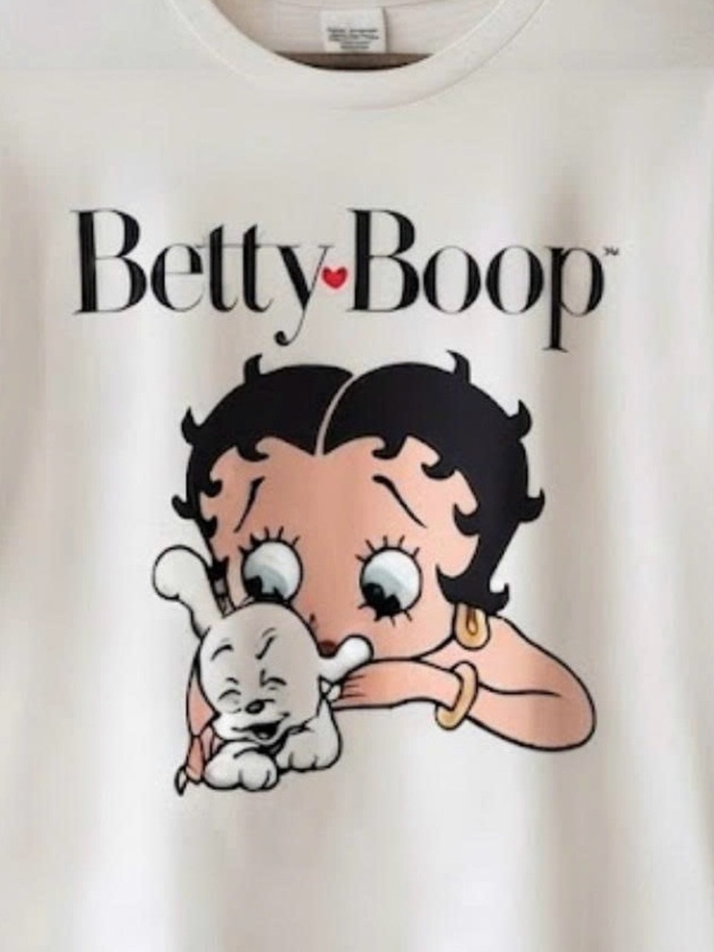 Betty Boop White Tee with Black & Pink Cartoon Graphic | Unisex Shirt - Picture 2 of 2
